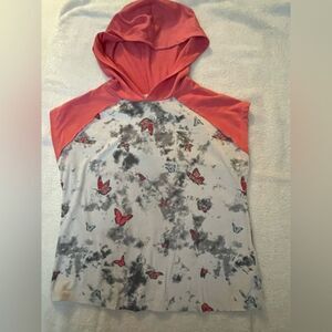 Medium Belle du Jour lightweight sleeveless hoodie w/‘Monarch butterflies
